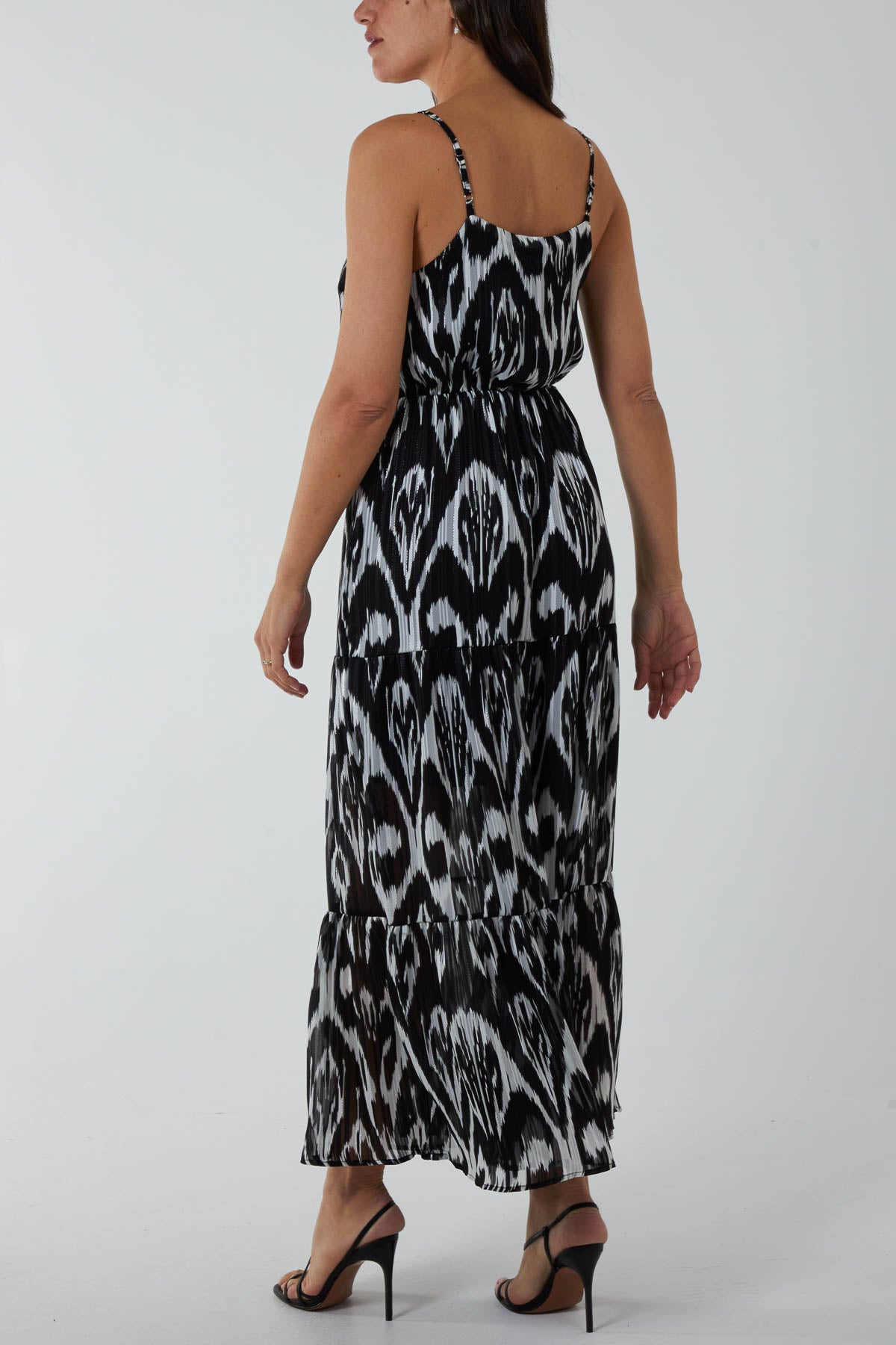 Brushed Print Wrap Maxi Dress