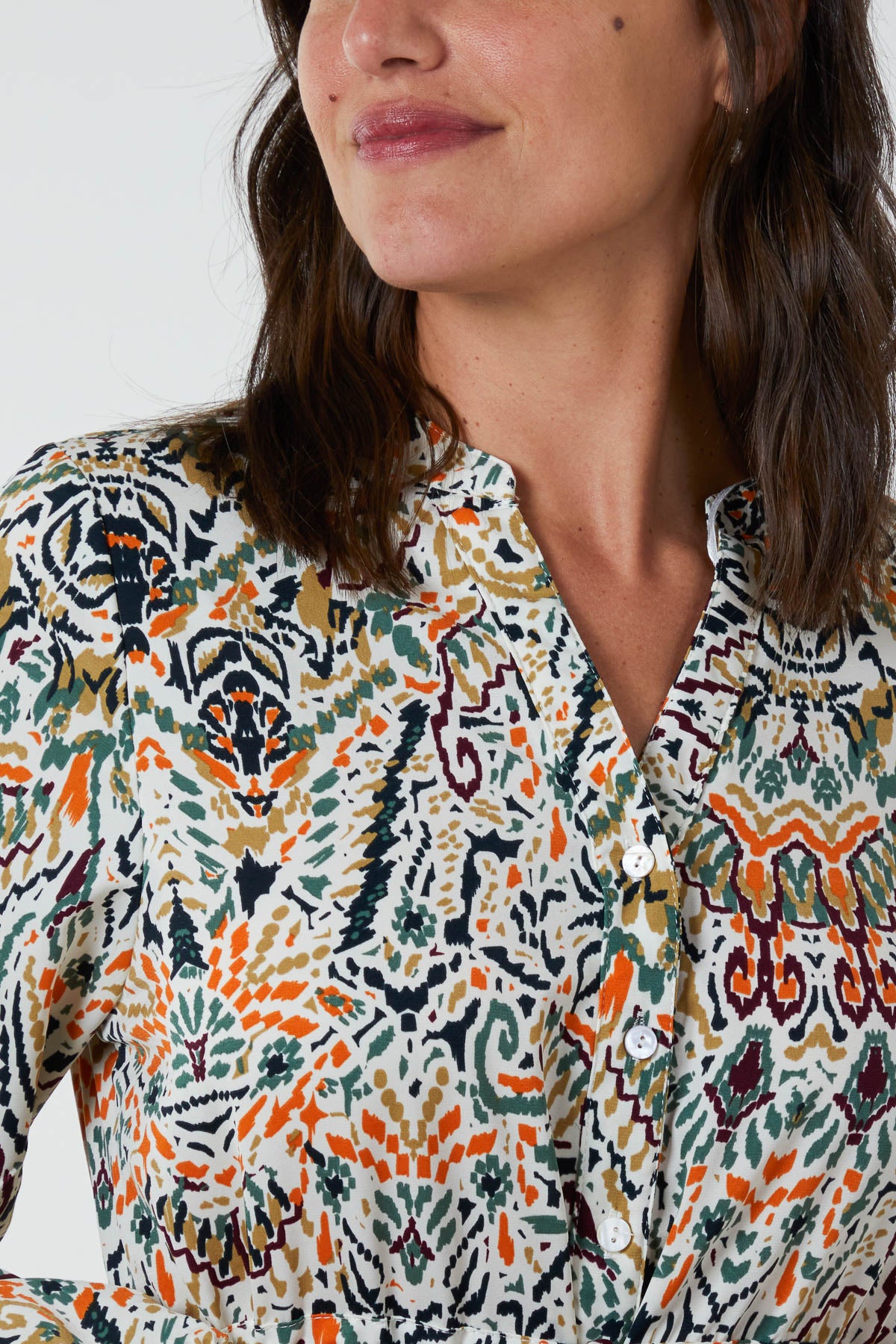 Tiered Aztec Print Midi Dress