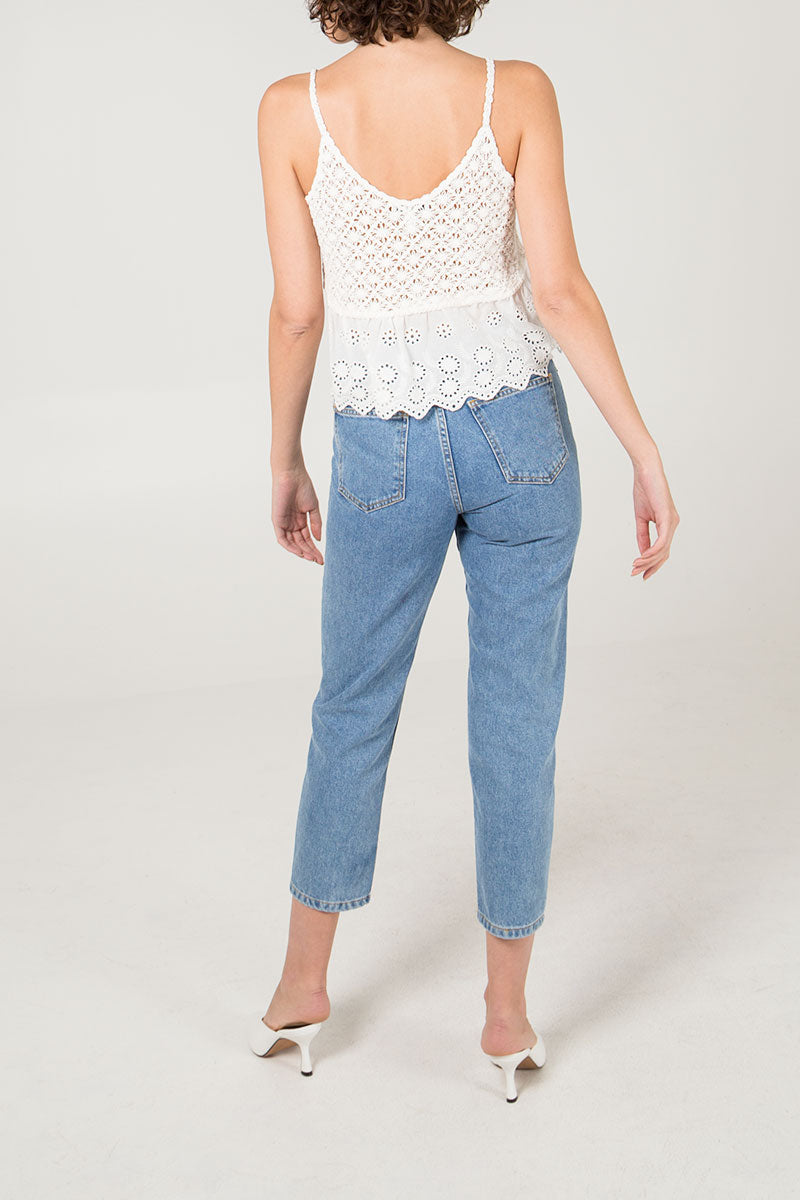 Crochet Anglaise Peplum Cami Vest