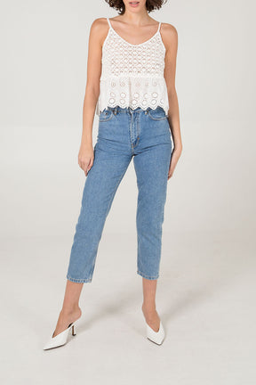 Crochet Anglaise Peplum Cami Vest