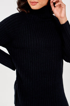 Ribbed Knit Roll Neck Jumper & Wide Trouser Set