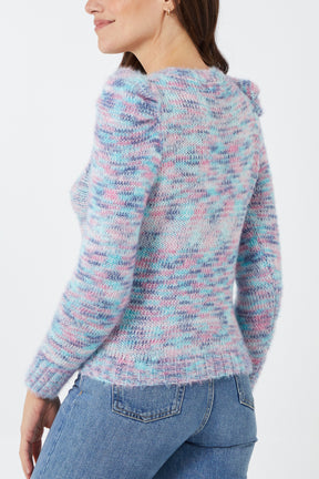 Puff Sleeve Multicolour Knit Jumper