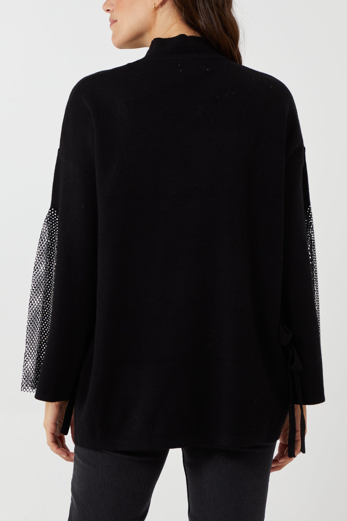 High Neck Jumper With Glitter Bell Sleeve