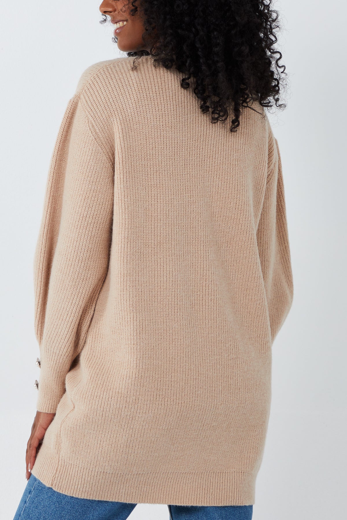 Pearl Button Long Line Cardigan