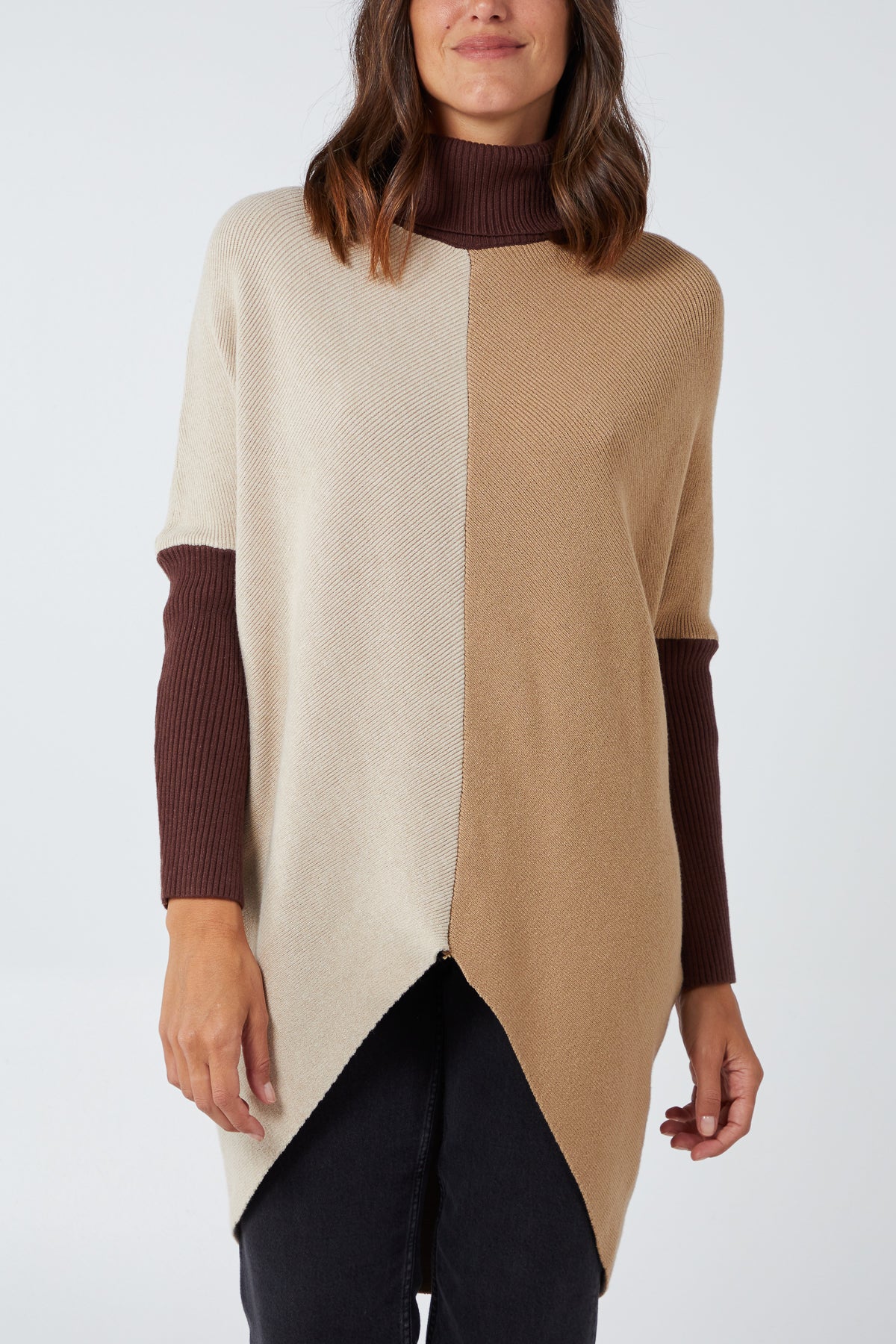 Colour Block Chevron Rib Tunic