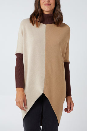 Colour Block Chevron Rib Tunic