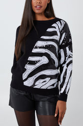 Sequined Animal Pattern Jumper