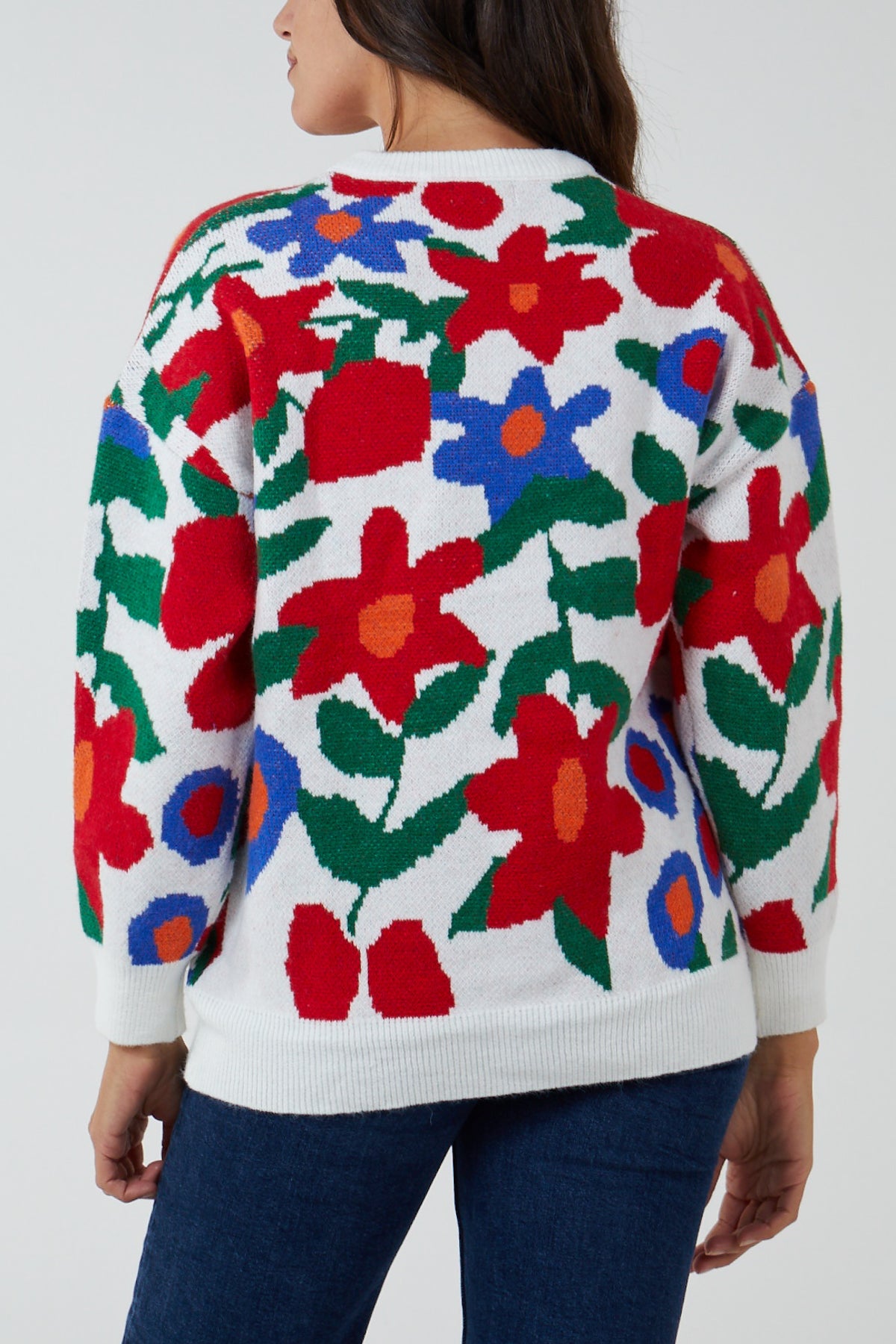 Multi Colour Floral Jacquard Oversized Jumper