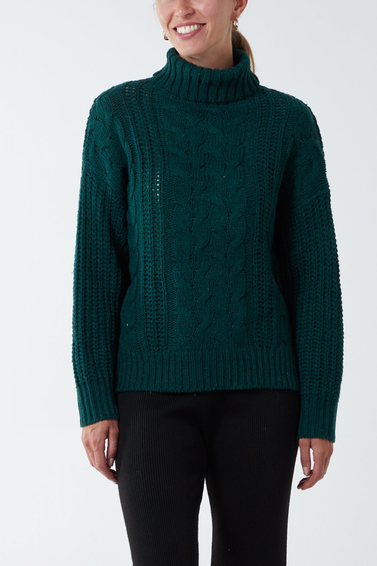 Cable Chunky Knit Roll Neck Jumper