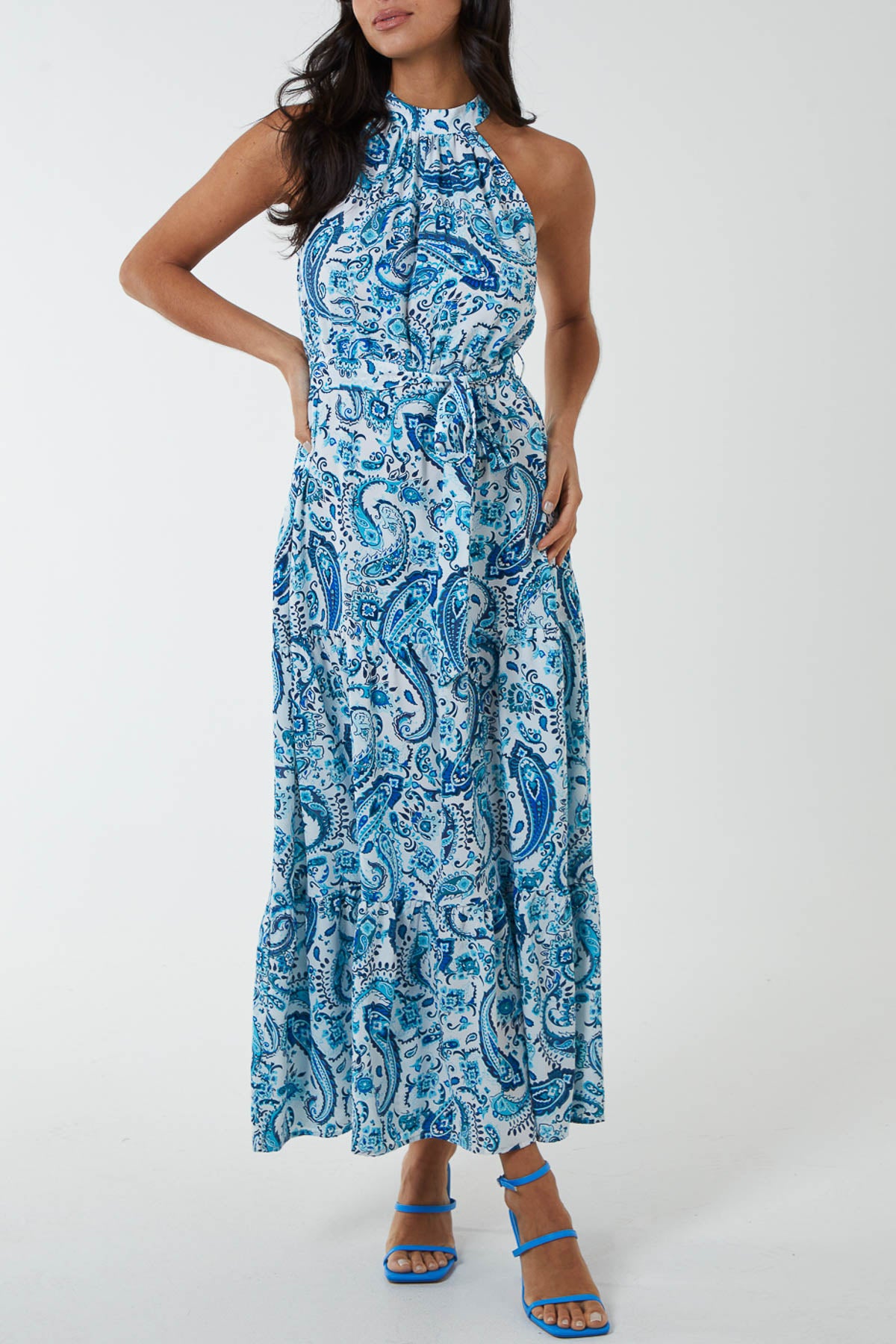 Halterneck Paisley Print Maxi Dress