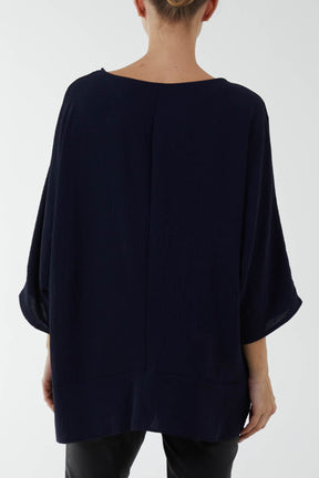 Oversized Twist Knot Hem Blouse