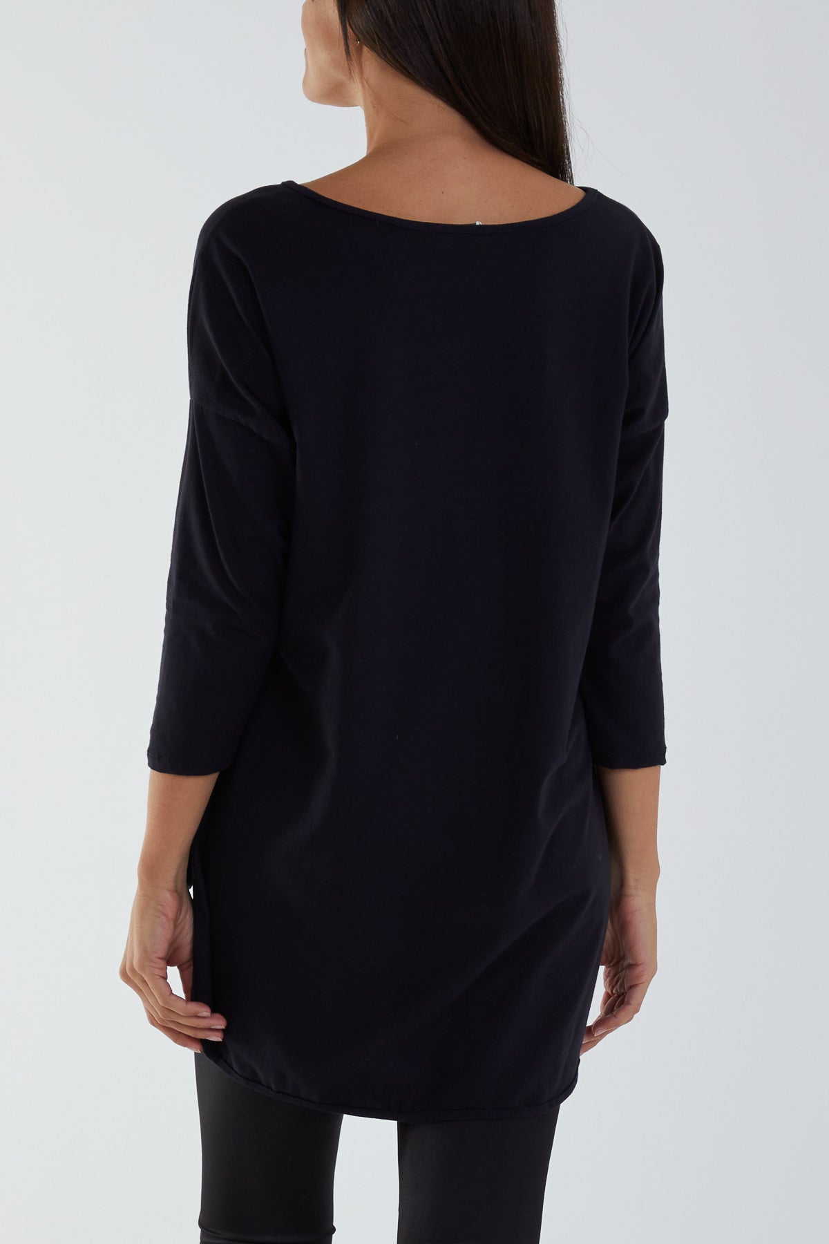 V-Neck Jersey Dip Hem Top