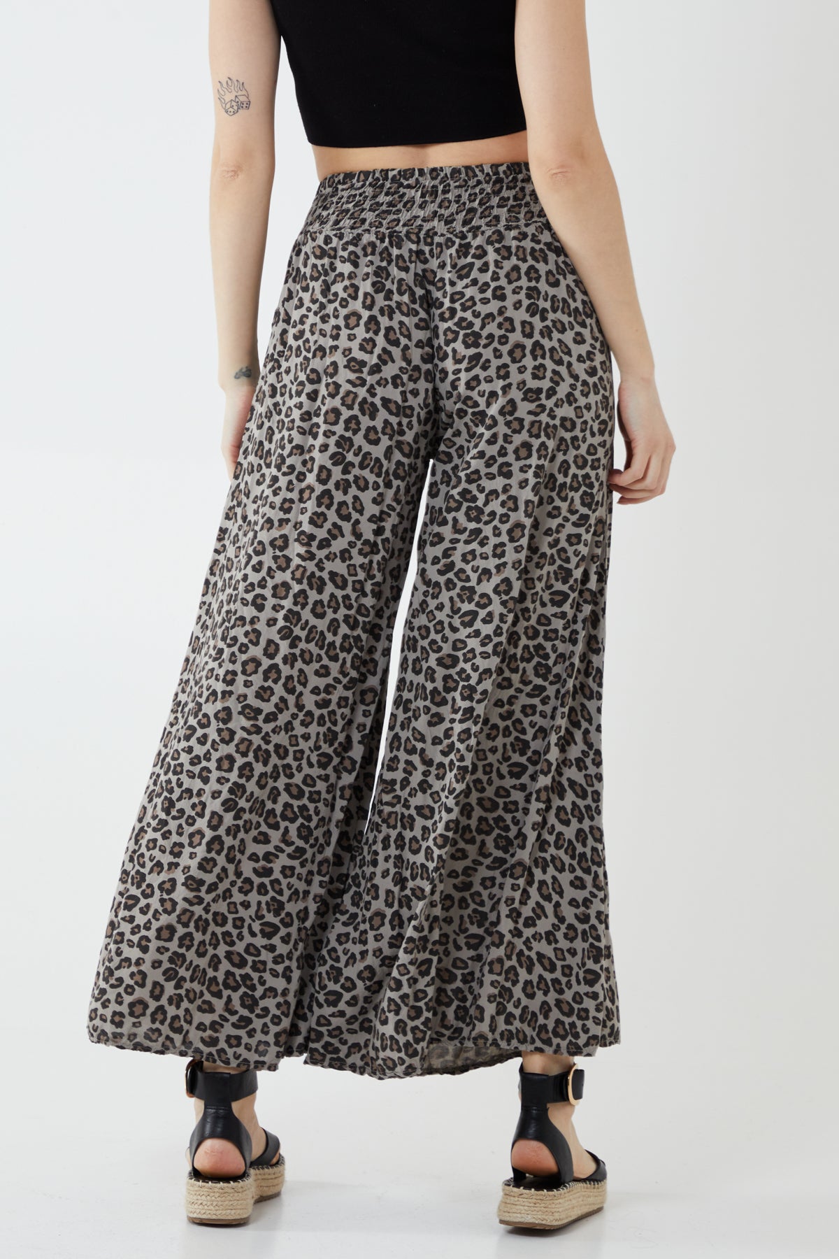 Charcoal Leopard Print Magic Trousers - Elsie's Attic