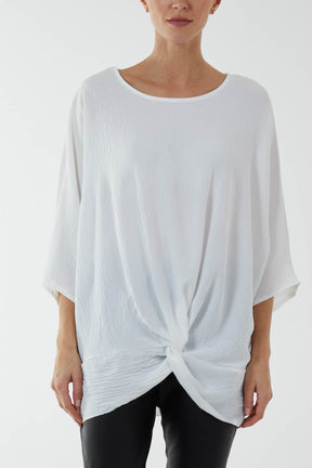 Oversized Twist Knot Hem Blouse