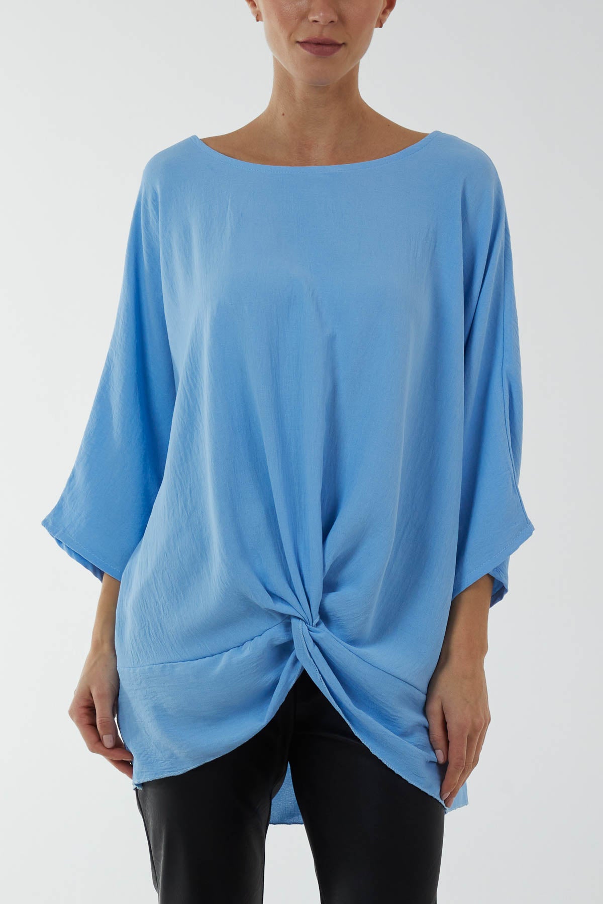 Oversized Twist Knot Hem Blouse