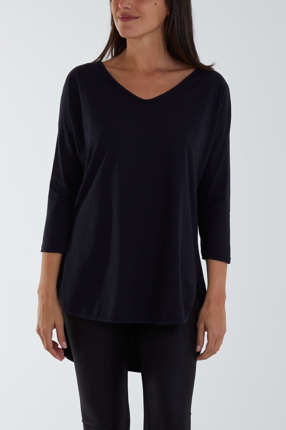 V-Neck Jersey Dip Hem Top