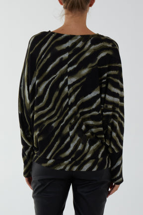 Gradient Zebra Batwing Top