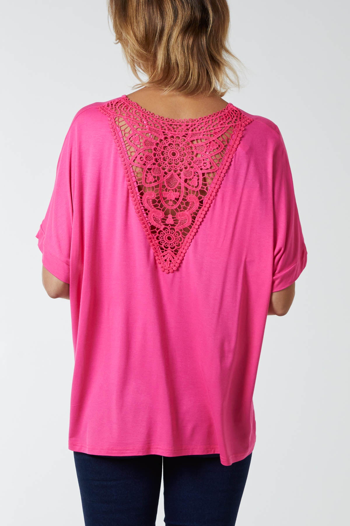Medallion Lace Back Loose Top