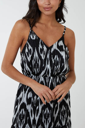 Brushed Print Wrap Maxi Dress