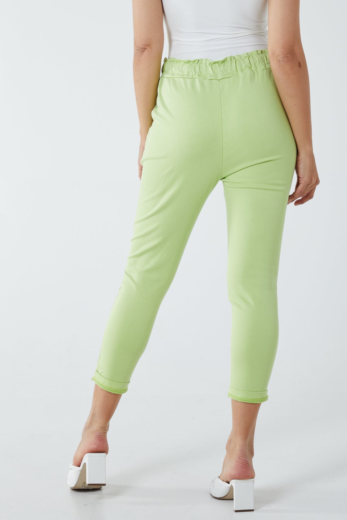 Glitter Drawstring Pocket Panel Trousers