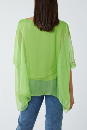 Lightweight Round Neck Sheer Blouse
