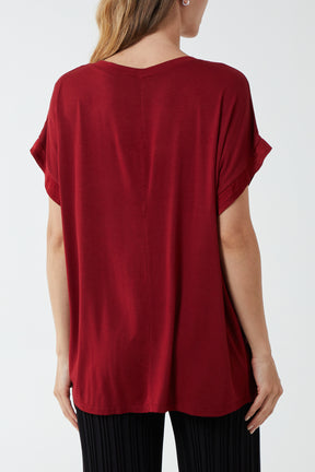 V-Neck Satin Feel T-Shirt