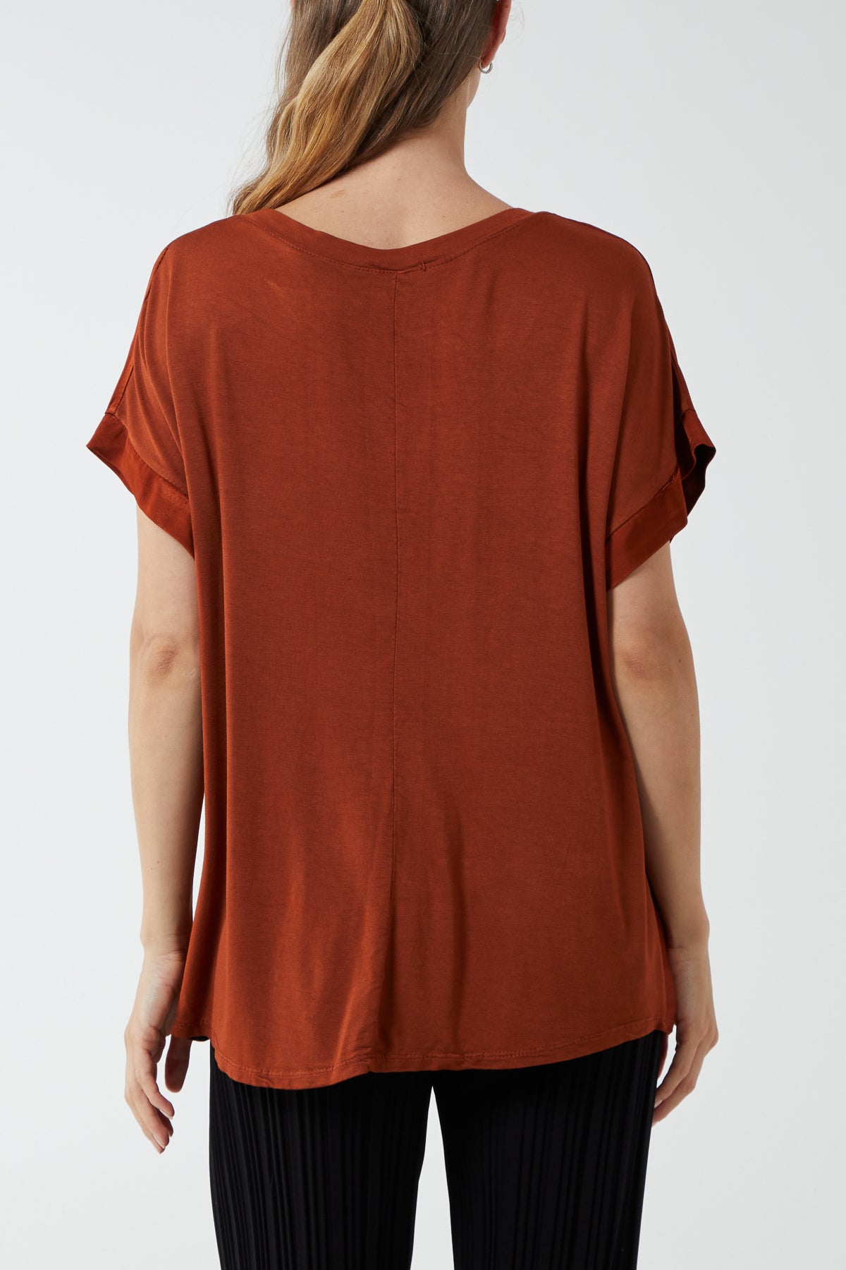 V-Neck Satin Feel T-Shirt