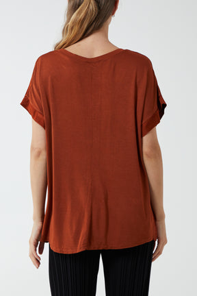 V-Neck Satin Feel T-Shirt