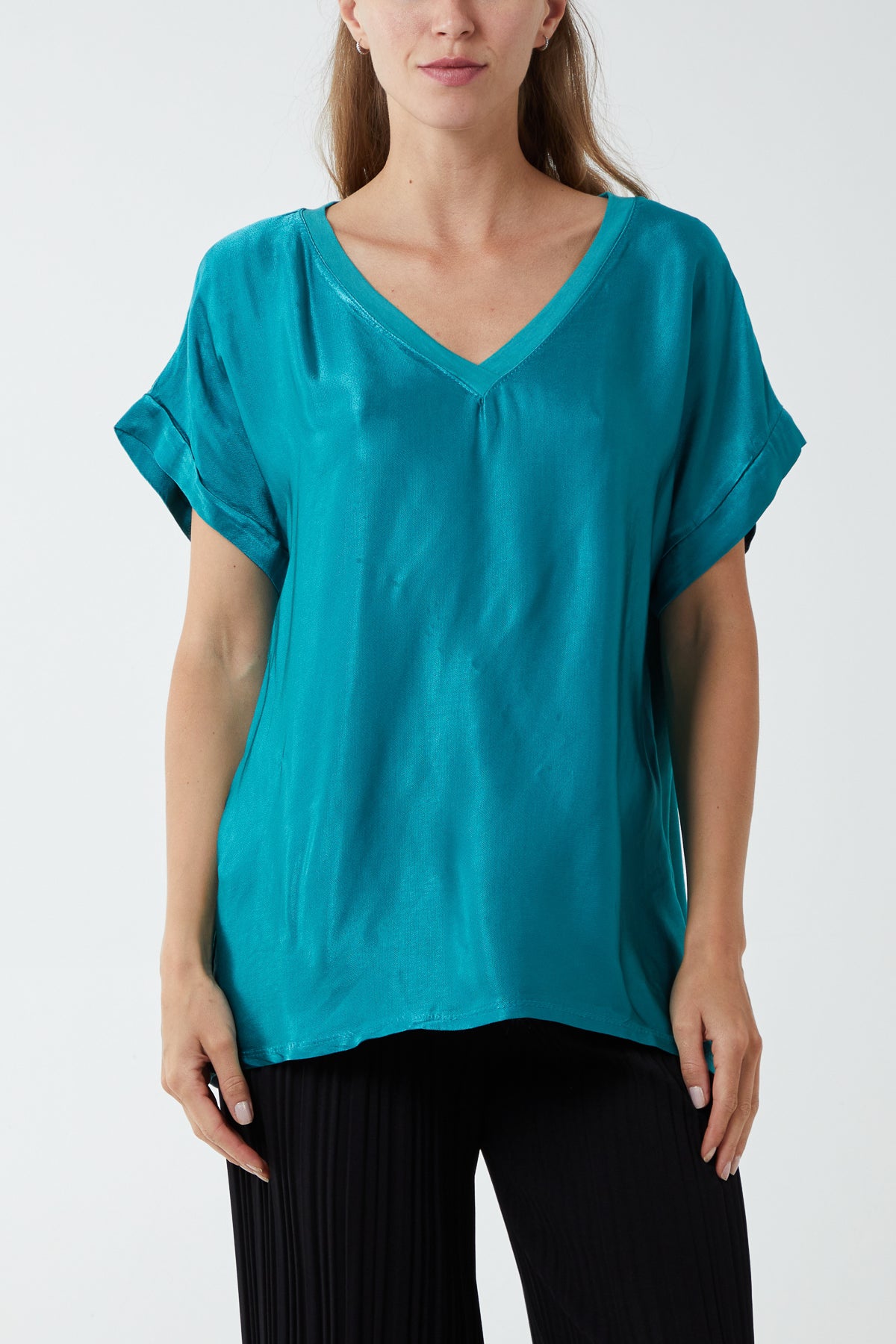 V-Neck Satin Feel T-Shirt